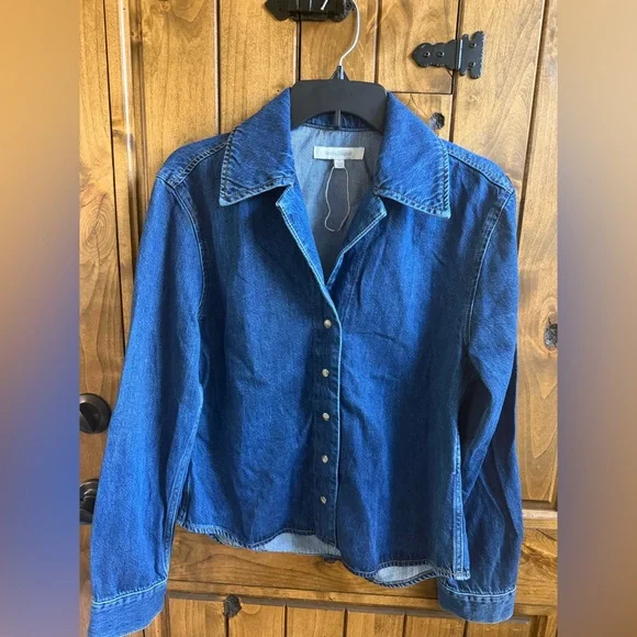 Favorite daughter Blue Denim Button-Up Shirt Jacket new size Small - Picture 5 of 8